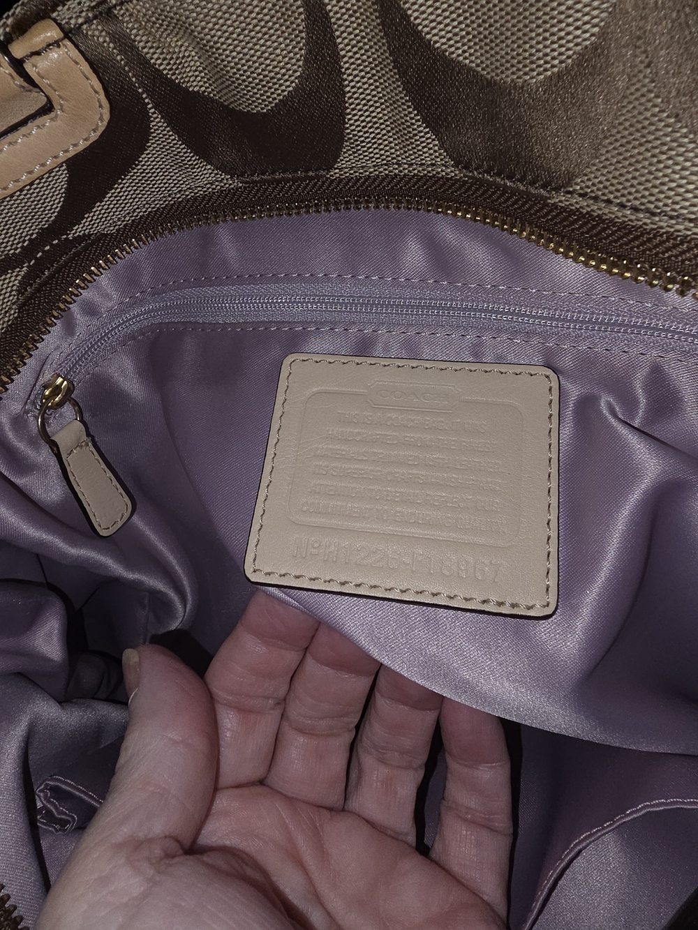 Coach Signature Canvas Carryall Tote w/Lavender Liner - Picture 5 of 7